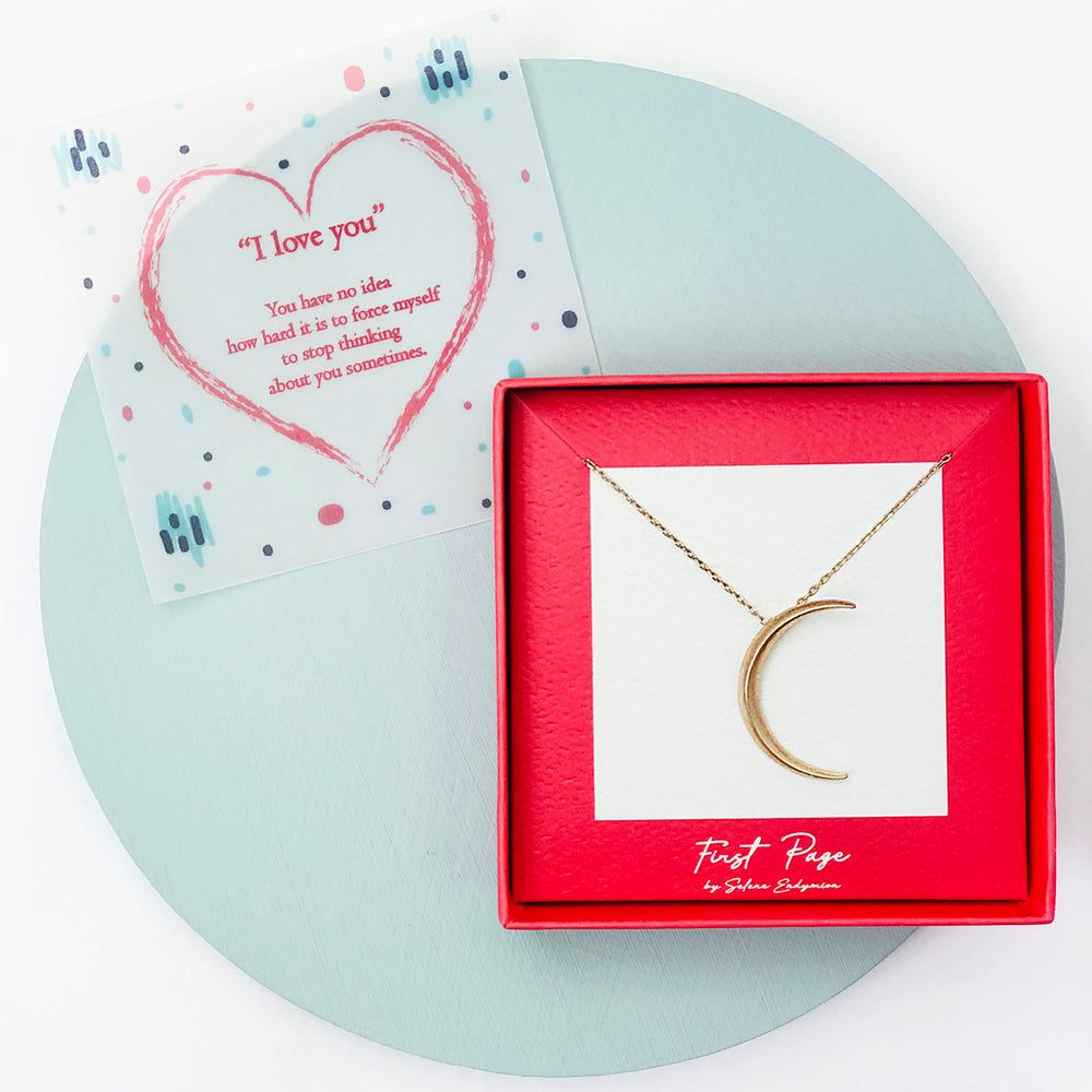 <iloveyou>Waning Crescent Moon Necklace