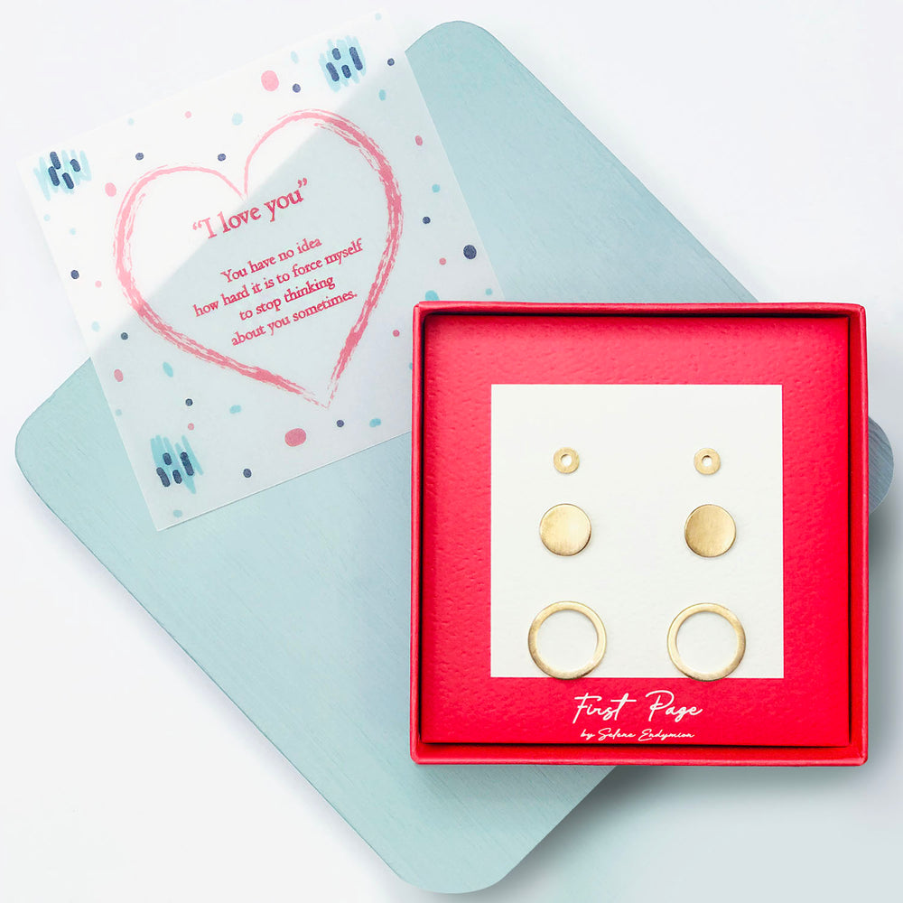 <iloveyou>Circle, Disk, and Circle Three Pair Stud Earring Set