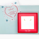 <iloveyou>Cubic Zirconia Starburst Crescent Moon Stud Earrings