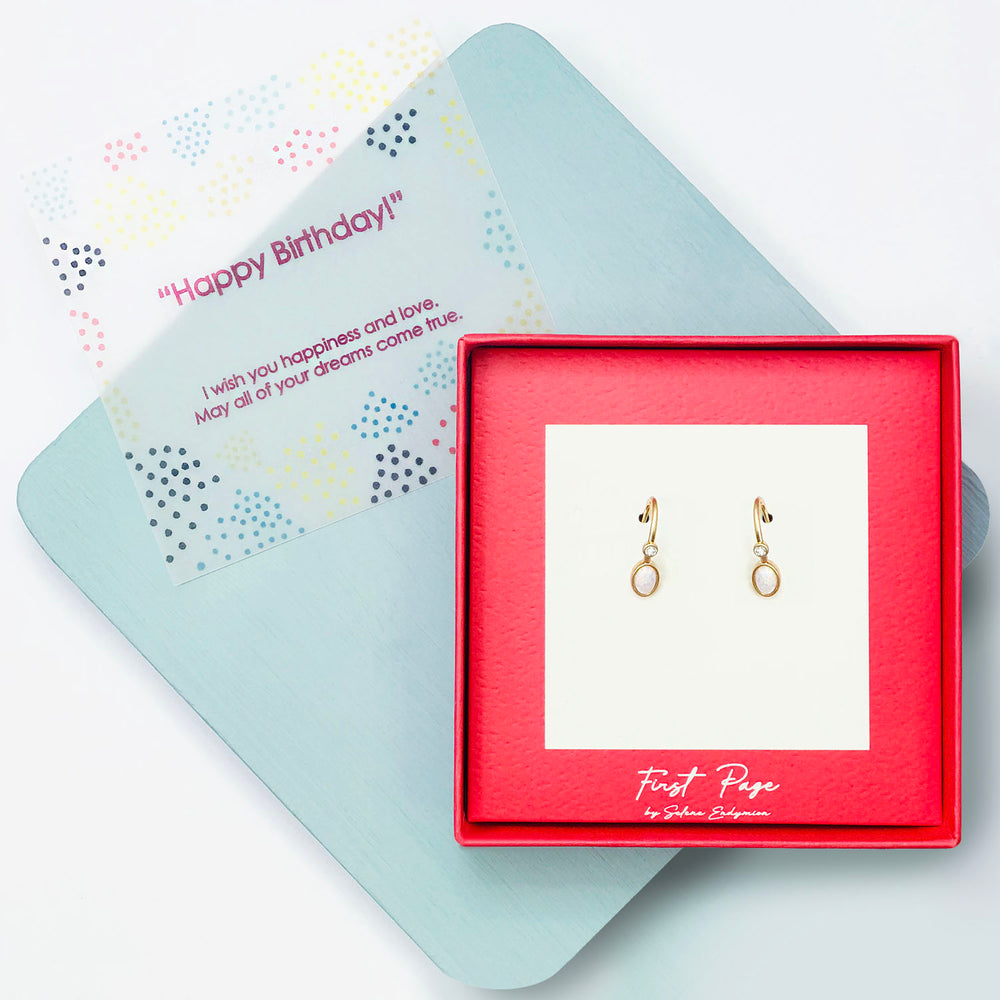 <birthday>White Precious Opal Drop Earrings