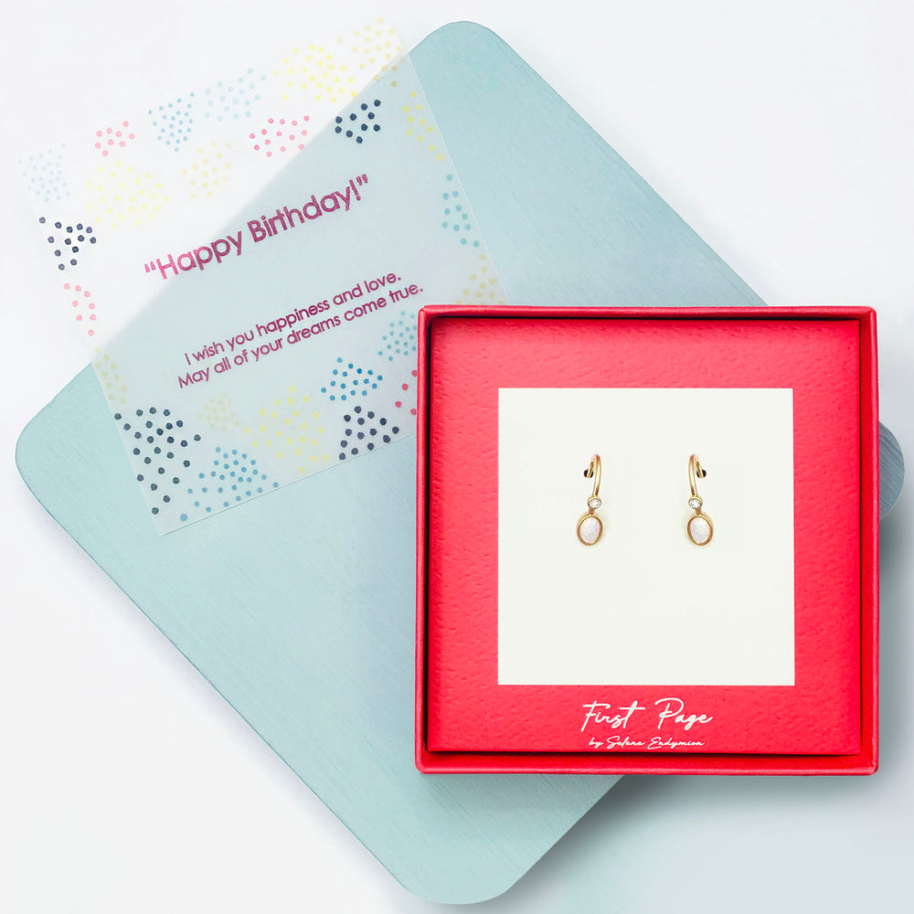 White Precious Opal Drop Earring Gift Box
