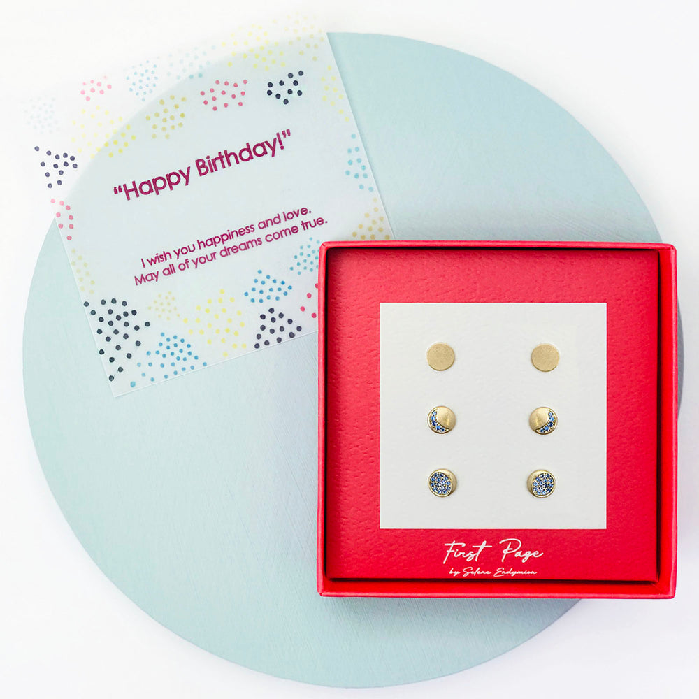 <birthday>Moon Phase Three Pair Earring Set
