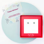 <birthday>Rhombus Cubic Zirconia Snowflake Stud Earrings