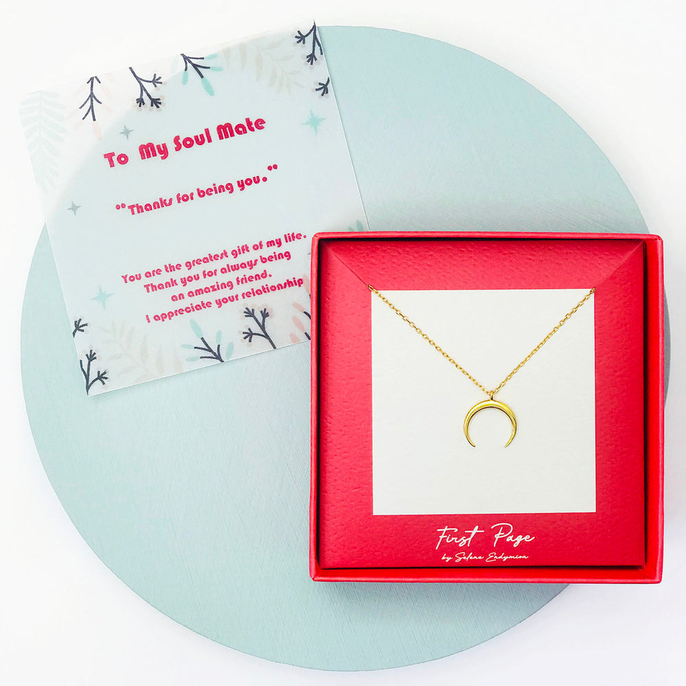 <soulmate>Sterling Silver Crescent Horn Moonlight Necklace