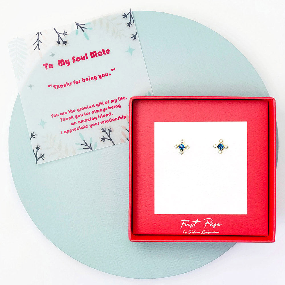 <soulmate>Rhombus Cubic Zirconia Snowflake Stud Earrings