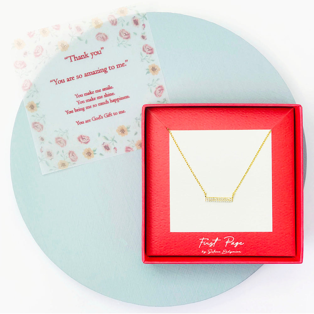 <thankyou>Sterling Silver Cubic Zirconia Duo Serenade Bar Necklace