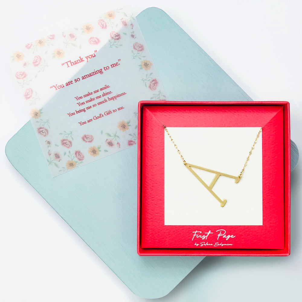 <thankyou>Initial Necklace Satin Gold