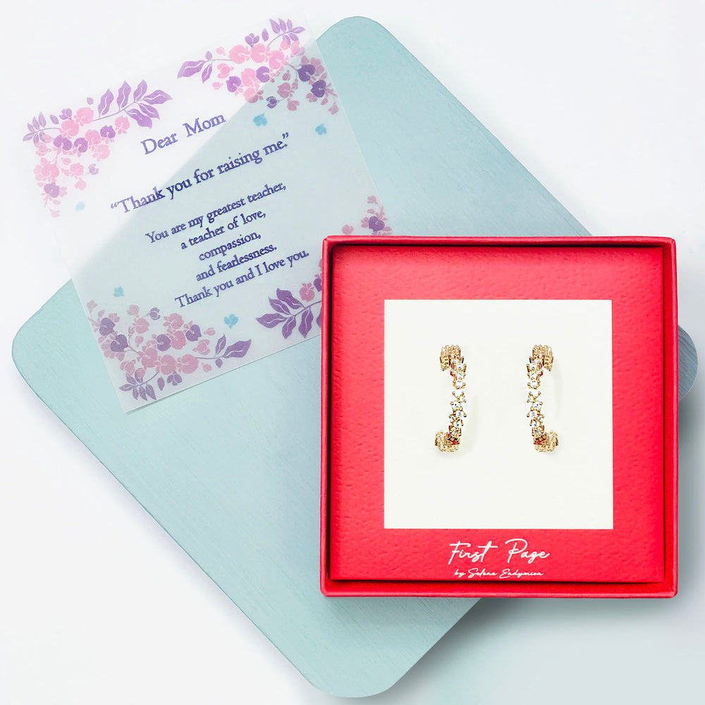 <mom>Clustered Cubic Zirconia Inside Outside Hoop