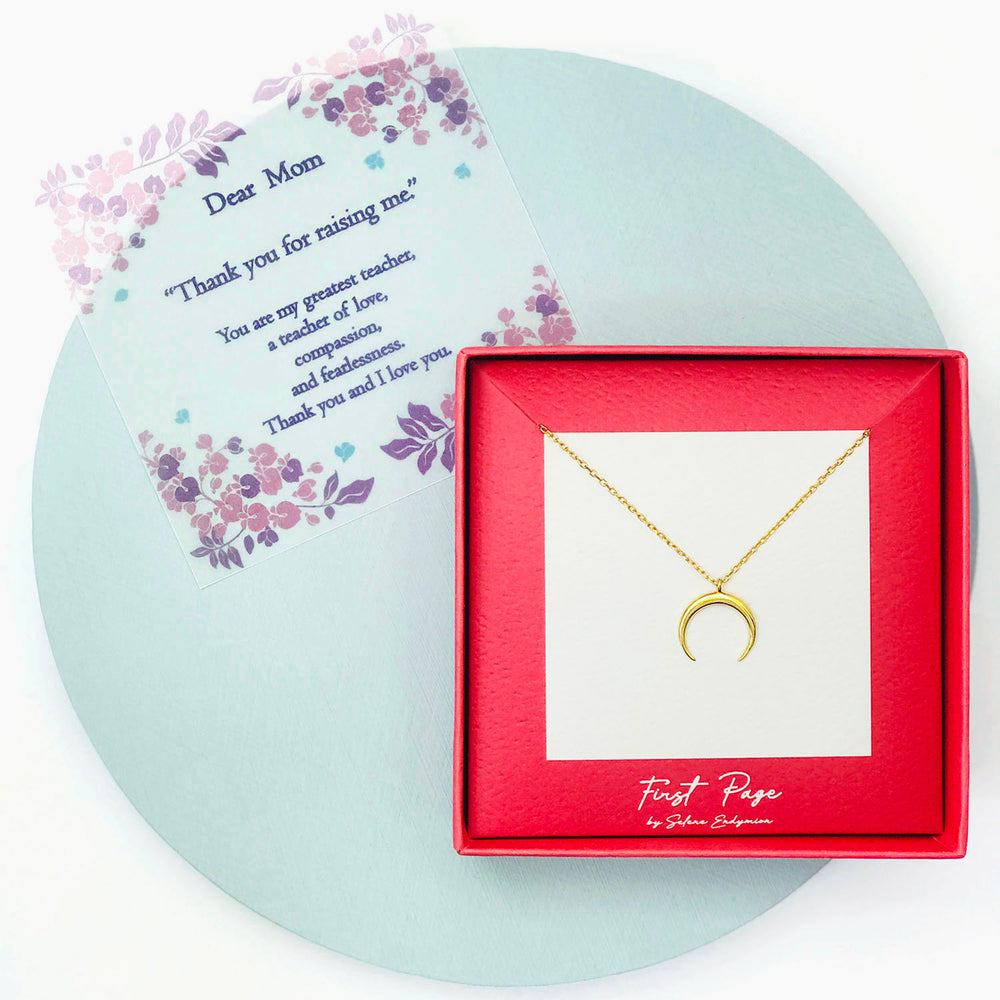 <mom>Sterling Silver Crescent Horn Moonlight Necklace