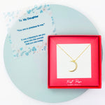 <daughter>Sterling Silver Cubic Zirconia Waxing Crescent Moon Necklace
