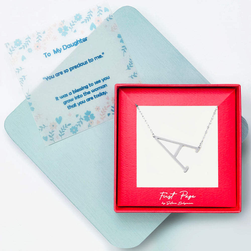 <daughter>Initial Necklace Satin Silver