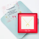 <JNA012D congrats>Diamond Moonlight Crescent Horn Necklace