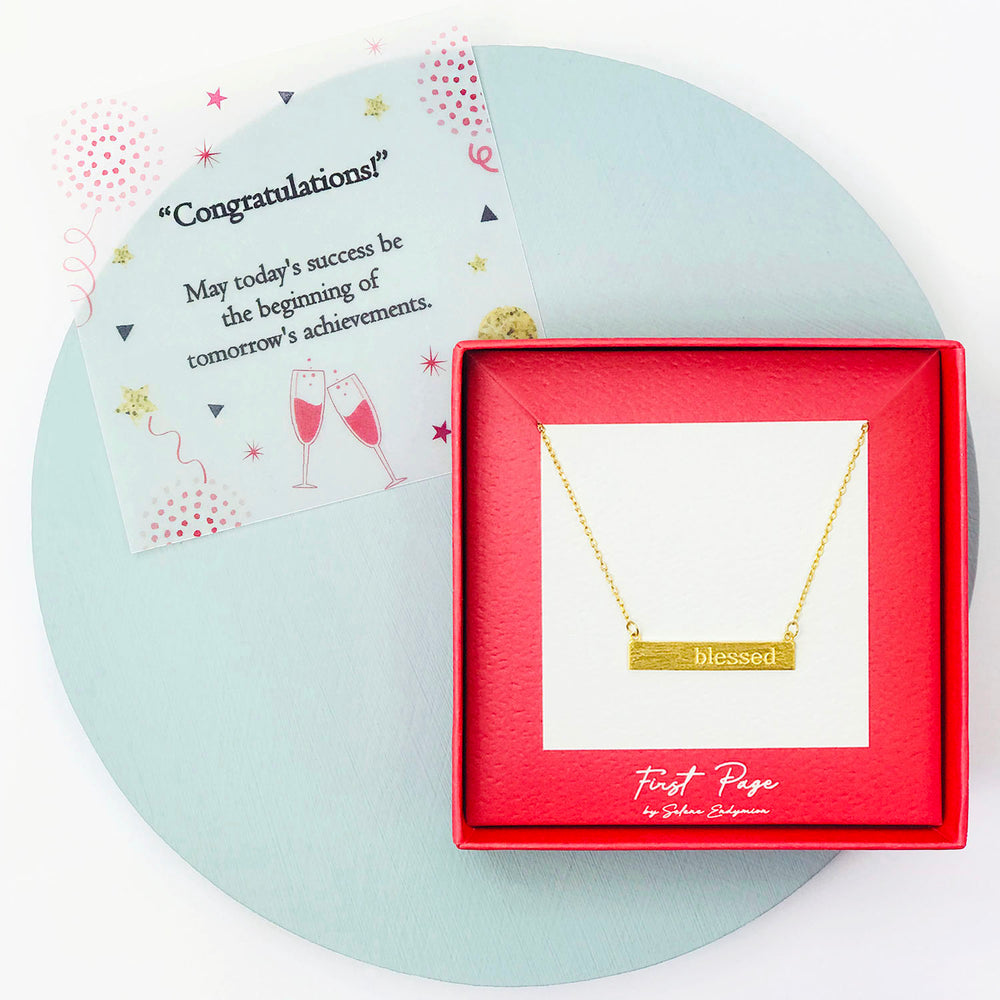 Selene Endymion Candle - <JNA003S congrats>Engraved "blessed" Bar Necklace 