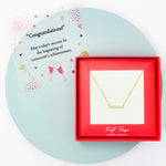 <congrats>Sterling Silver Cubic Zirconia Duo Serenade Bar Necklace