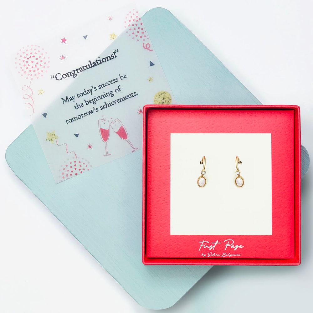 <congrats>White Precious Opal Drop Earrings