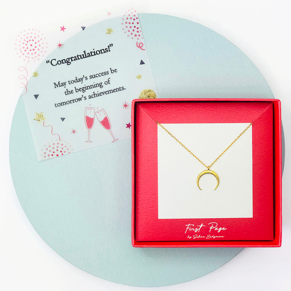 <congrats>Sterling Silver Crescent Horn Moonlight Necklace