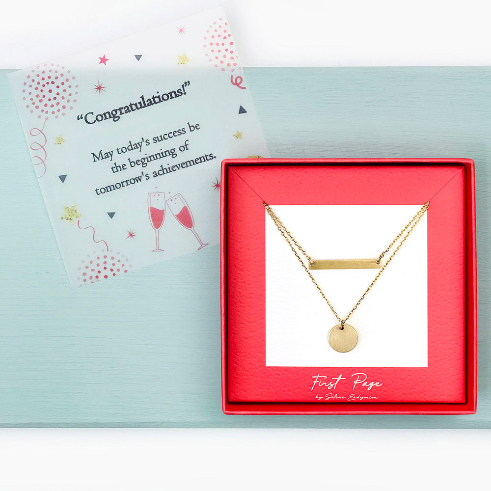 <congrats>Simple Bar and Coin Double Layer Necklace