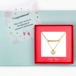 <congrats>Simple Bar and Coin Double Layer Necklace