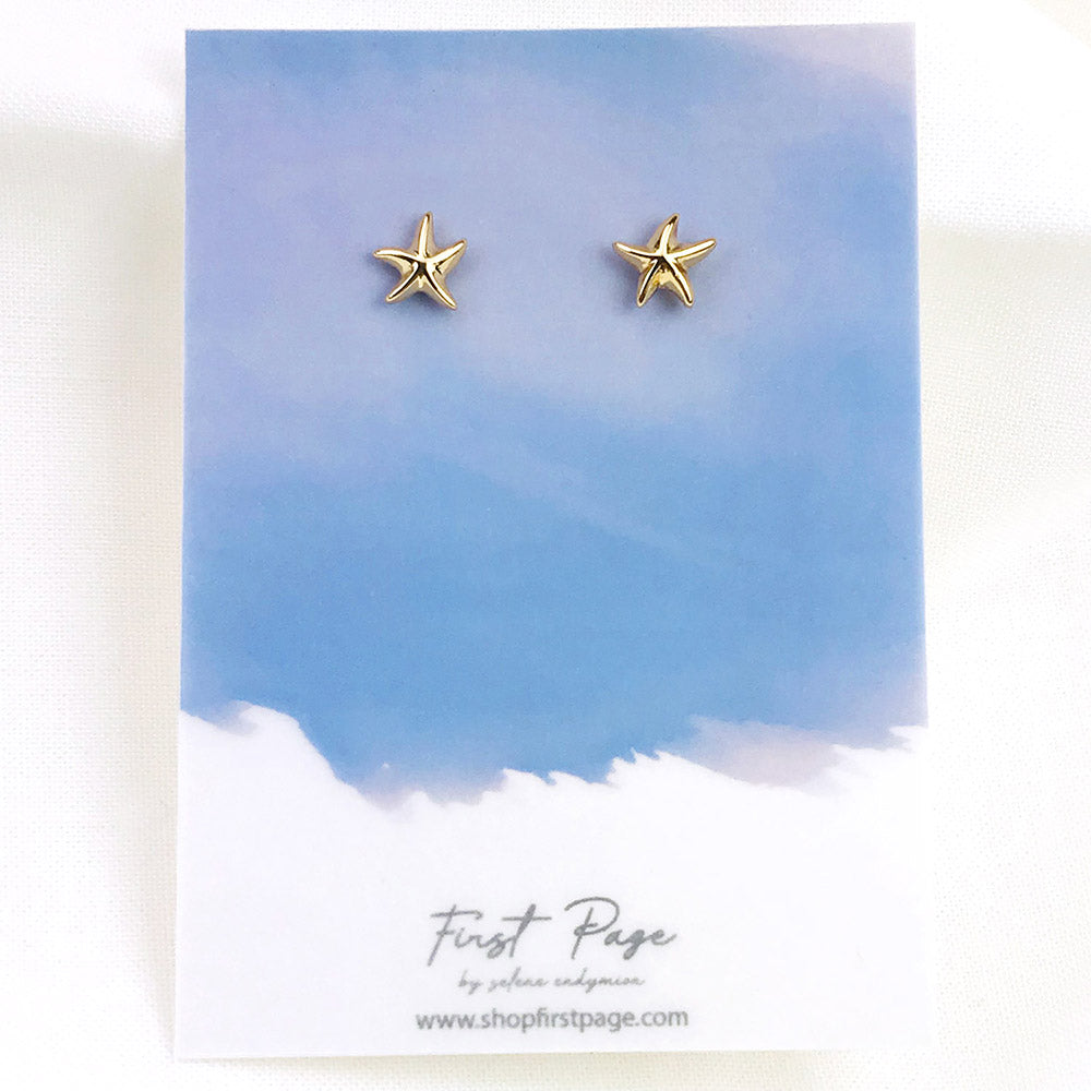Gold Finish Starfish Stud Earring