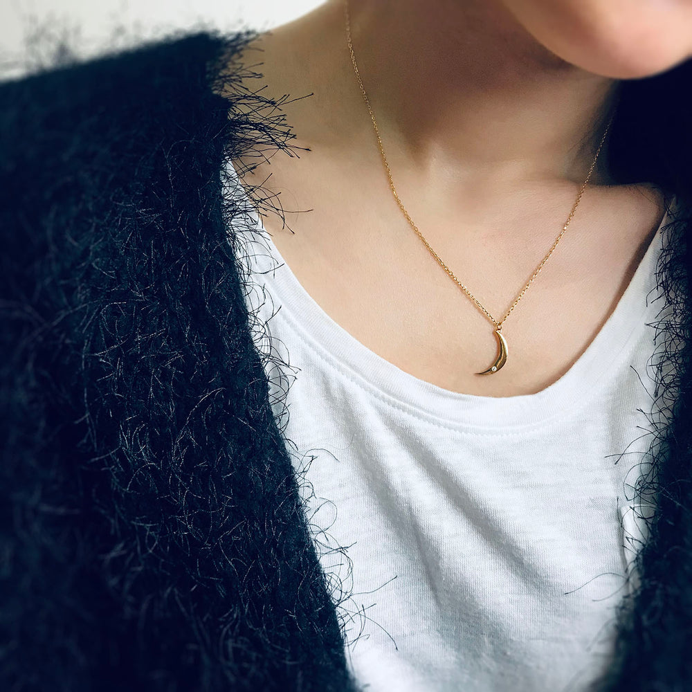 <JNA022D iloveyou>Diamond Moon & Back Necklace