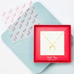 <JNA012D>Diamond Moonlight Crescent Horn Necklace