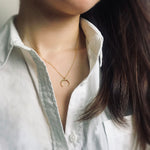 <JNA012D congrats>Diamond Moonlight Crescent Horn Necklace