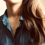 <daughter>Sterling Silver Cubic Zirconia Bezel set & Pave Circle Double Layer Necklace