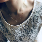 <soulmate>Sterling Silver Three Flat Disc and Two Cubic Zirconia Necklace