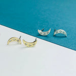 Cubic Zirconia Crescent Moon Stud Earring 