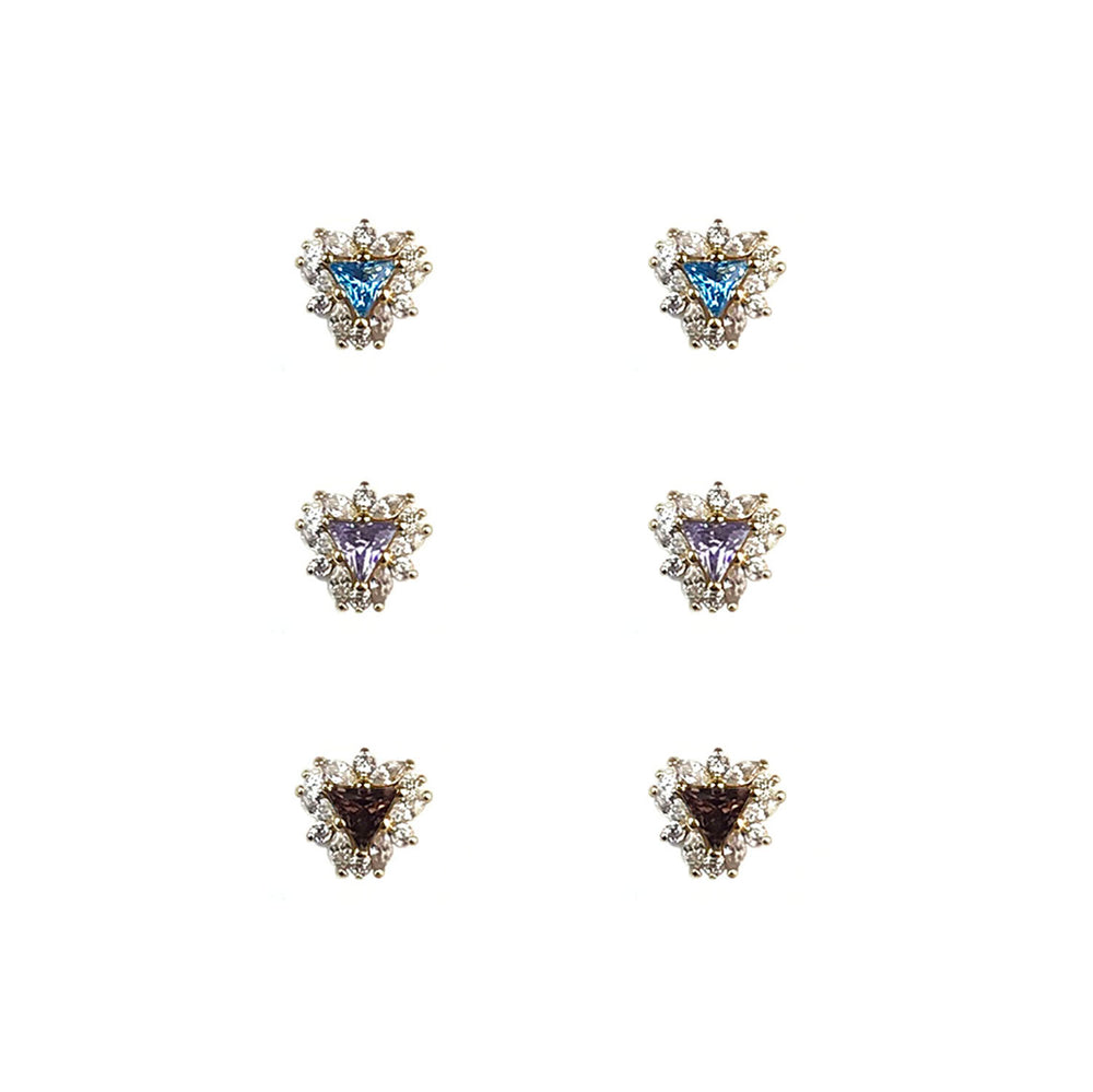 Triangle Cubic Zirconia Snowflake Stud Earrings