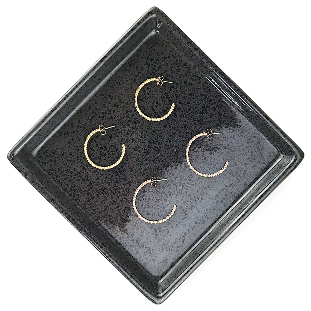 Cubic Zirconia Inside Outside Hoop Earrings