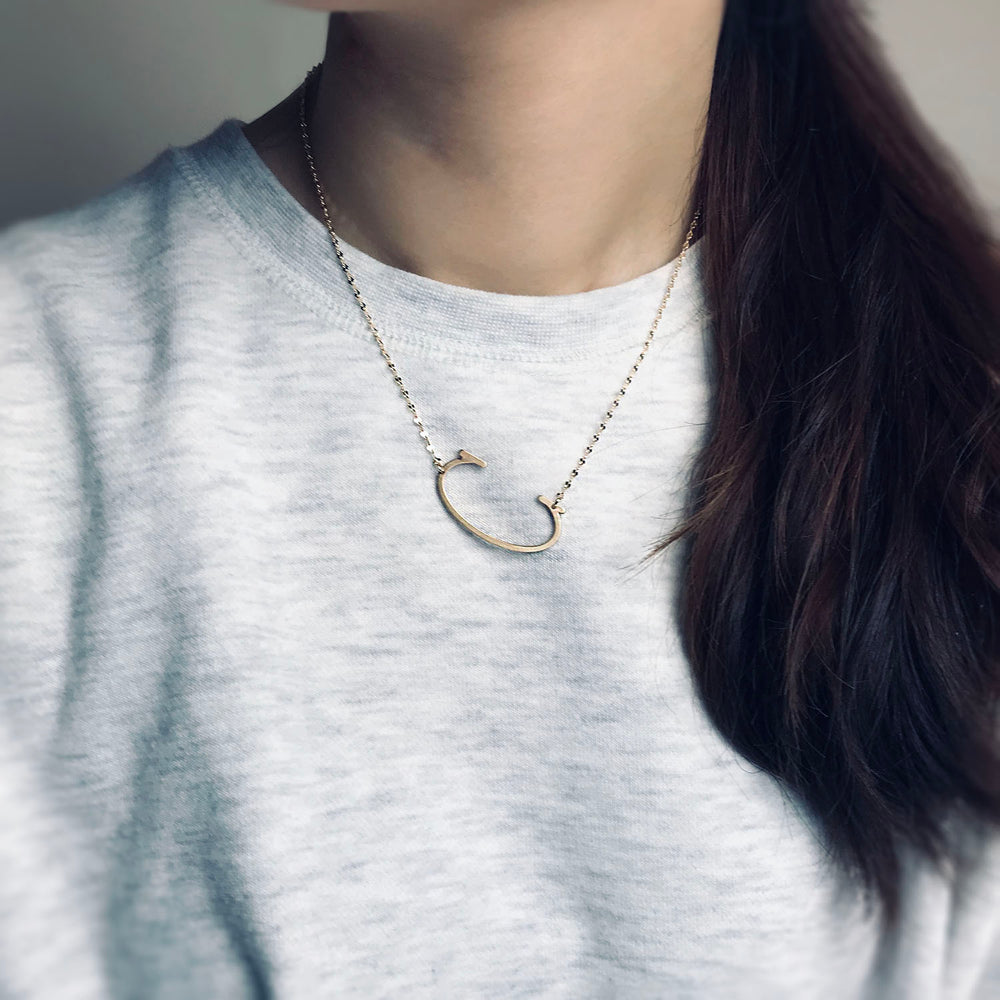<iloveyou>Initial Necklace Satin Gold