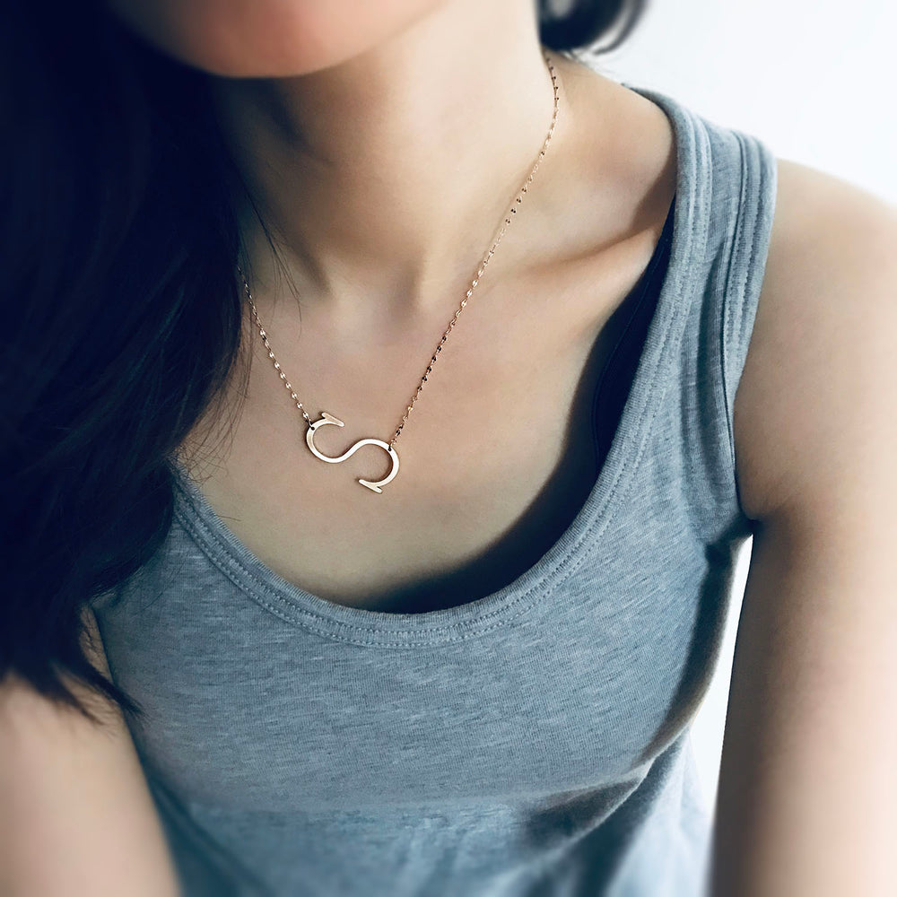 <daughter>Initial Necklace Satin Gold