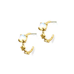Moonstone and Two Stars Huggie Hoop Earrings