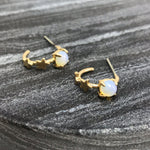 Selene Endymion Candle - <DEA025 congrats>Moonstone and Star Huggie Hoop Earring 