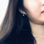 Moonstone and Two Stars Huggie Hoop Earrings