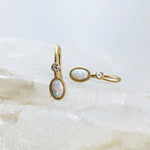White Precious Opal Drop Earring