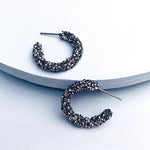 Crystal Dust Hematite Aurora Borealis Hoop Earring