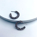 Crystal Dust Hematite Aurora Borealis Hoop Earring 