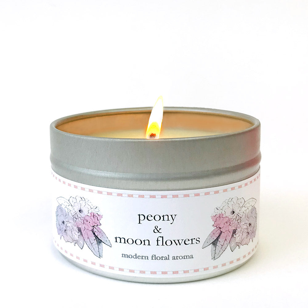 Peony and Moon Flower Aroma - 4.5oz Candle with Greeting Card