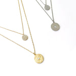 Pave Disk Double Layer Necklace