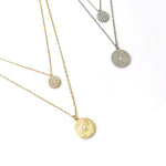 Pave Disk Double Layer Necklace 