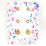 Disk and Open Circle Three Pair Stud Earring Set