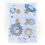 <DEA022>Night Sky Three Pair Earring Set