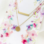 Simple Bar and Coin Double Layer Necklace