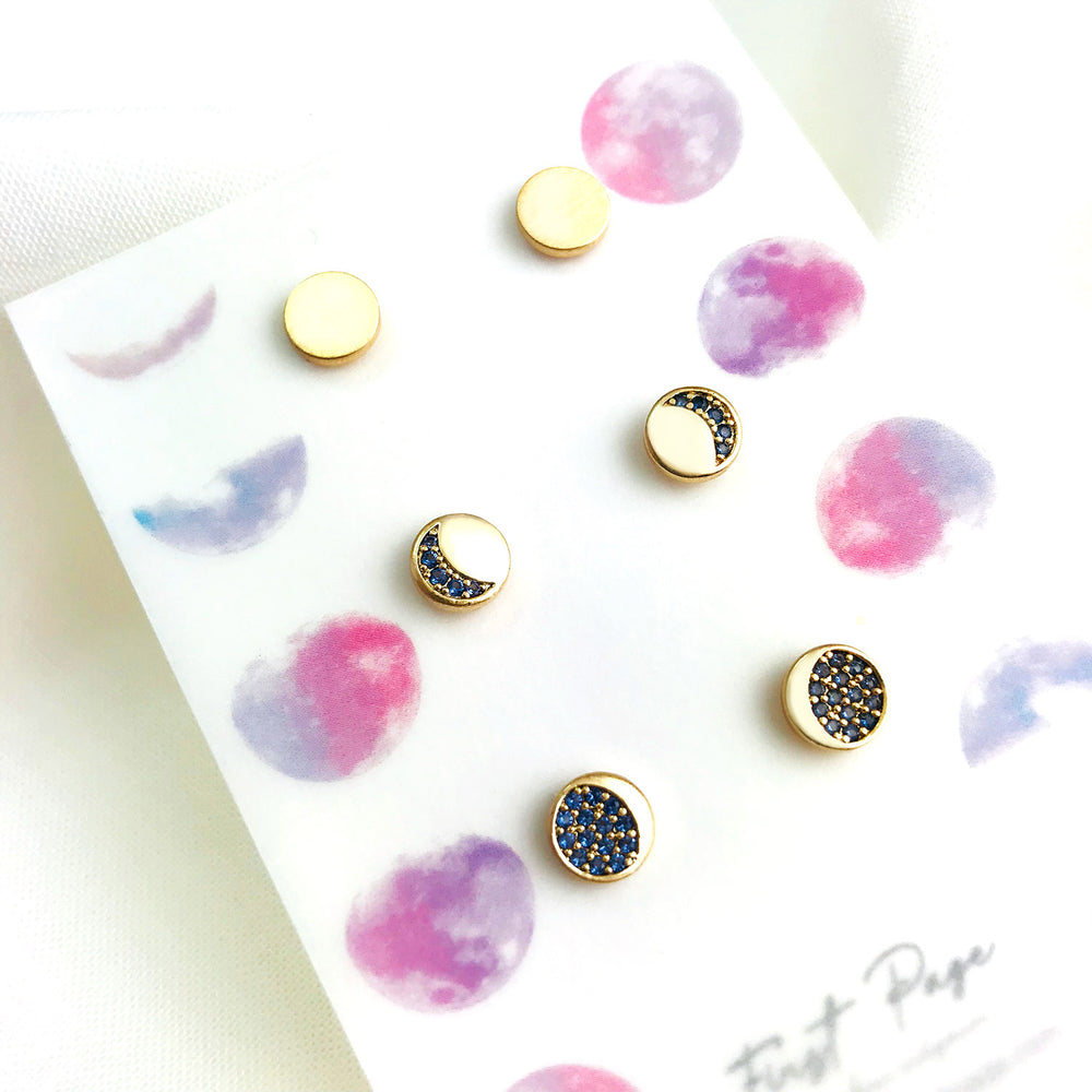 Moon Phase Three Pair Earring Set