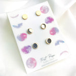 Moon Phase Three Pair Earring Set