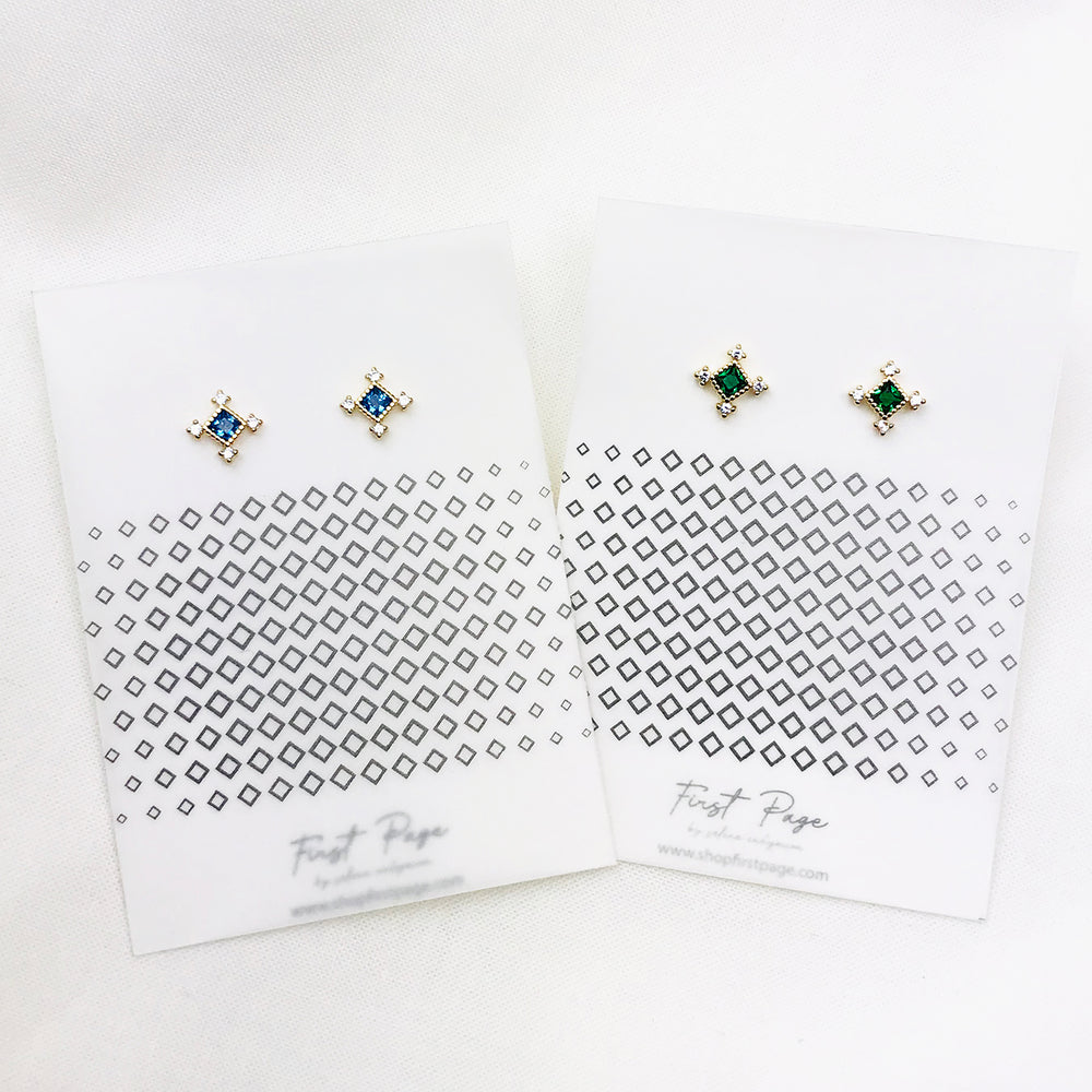 Rhombus Cubic Zirconia Snowflake Stud Earrings