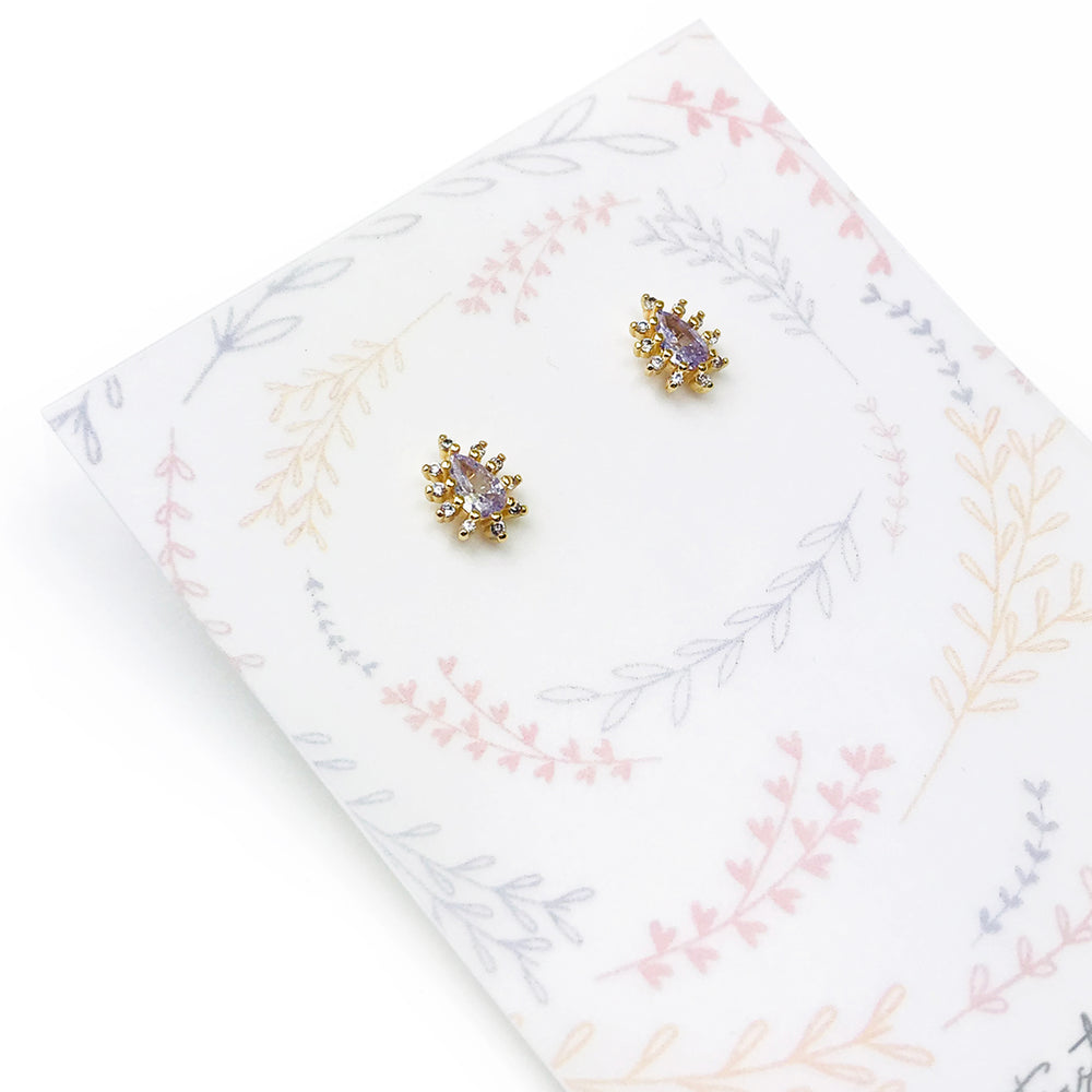 Teardrop Cubic Zirconia Snowflake Stud Earrings