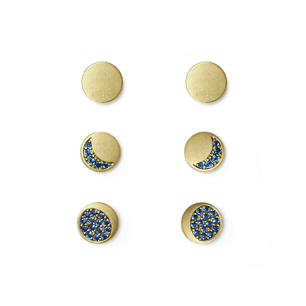 <mom>Moon Phase Three Pair Earring Set